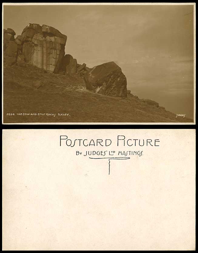ILKLEY The COW and CALF ROCKS Yorkshire Old Real Photo Postcard Judges' No. 2634
