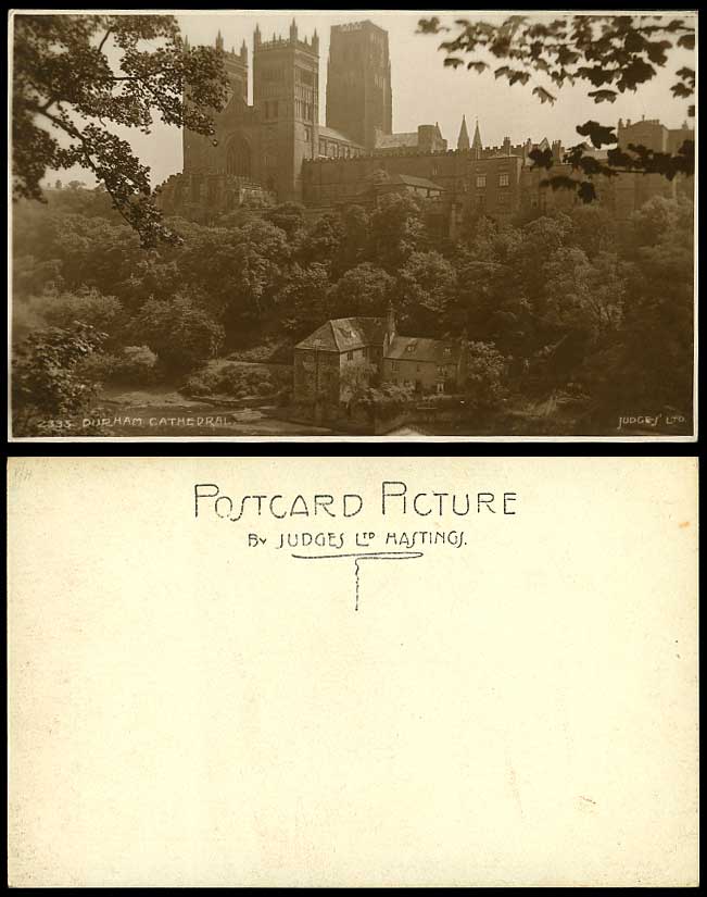 Durham Cathedral from River, Judges' No. 2335 Old Real Photo Photograph Postcard