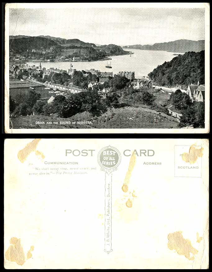 OBAN and The Sound of Kerrera Panorama General View Mountains Boats Old Postcard