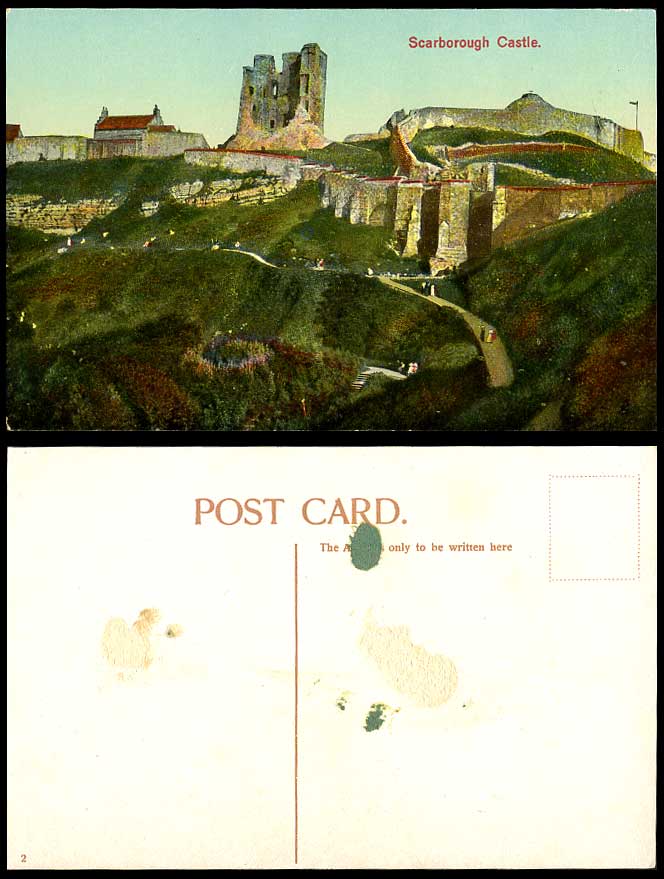 Scarborough Castle Ruins, Walls, Panorama General View N. Yorkshire Old Postcard