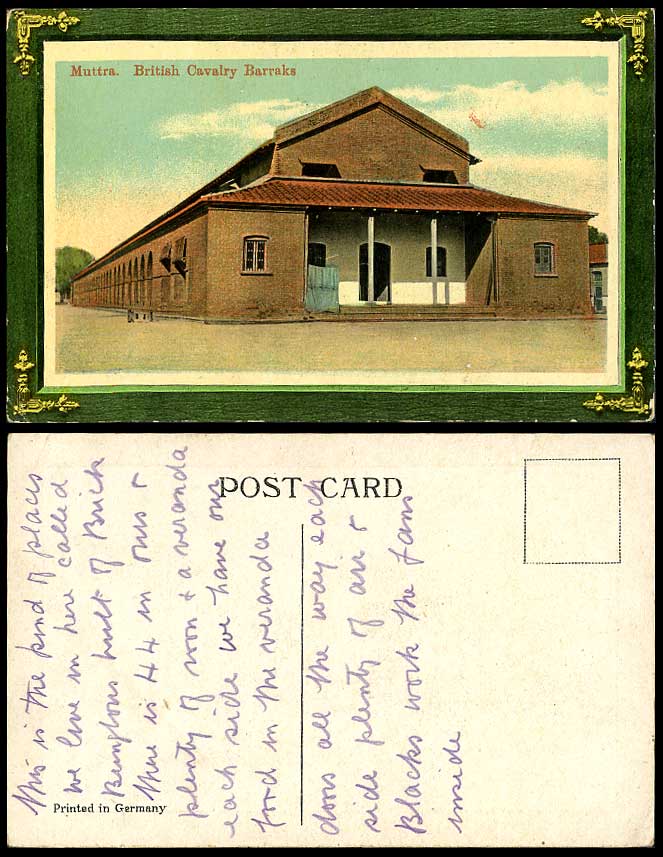 India Old Colour Postcard Muttra, The British Cavalry Barracks, Military Barrack