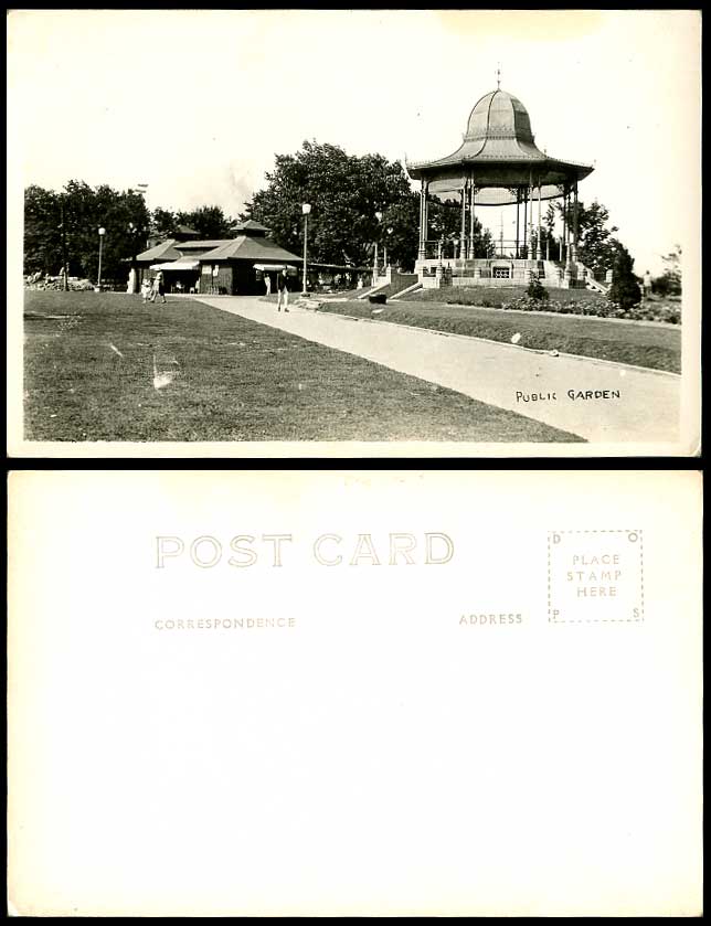 China Old Real Photo Postcard Public Garden Bandstand Band Stand Restaurant Cafe