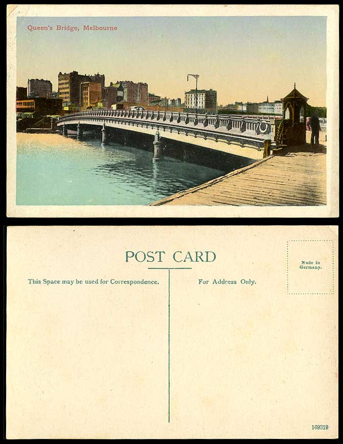 Australia Old Colour Postcard QUEEN'S BRIDGE Melbourne, Victoria, River Scene OZ