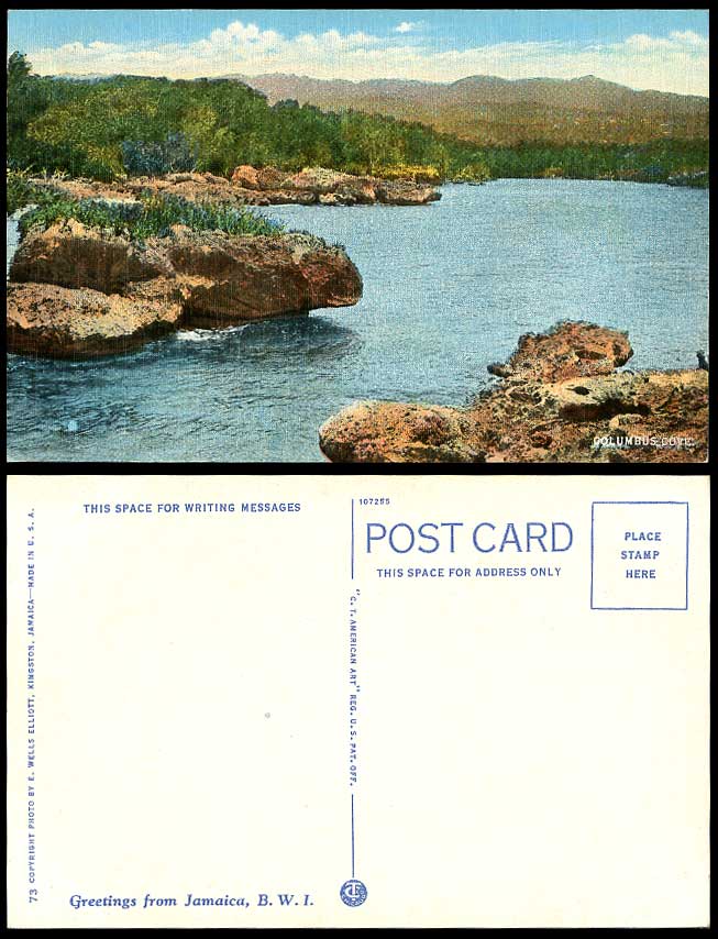 Jamaica B.W.I. Columbus Cove Old Colour Postcard Rocks Mts. British West Indies