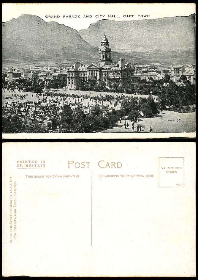 South Africa Cape Town Grand Parade City Hall Market Day Scene Old Postcard
