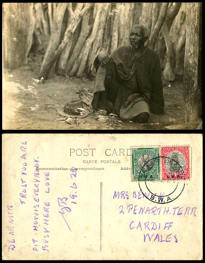 South West Africa Namibia 2 S.W.A. Overprints 1928 Old Postcard Native Black Man