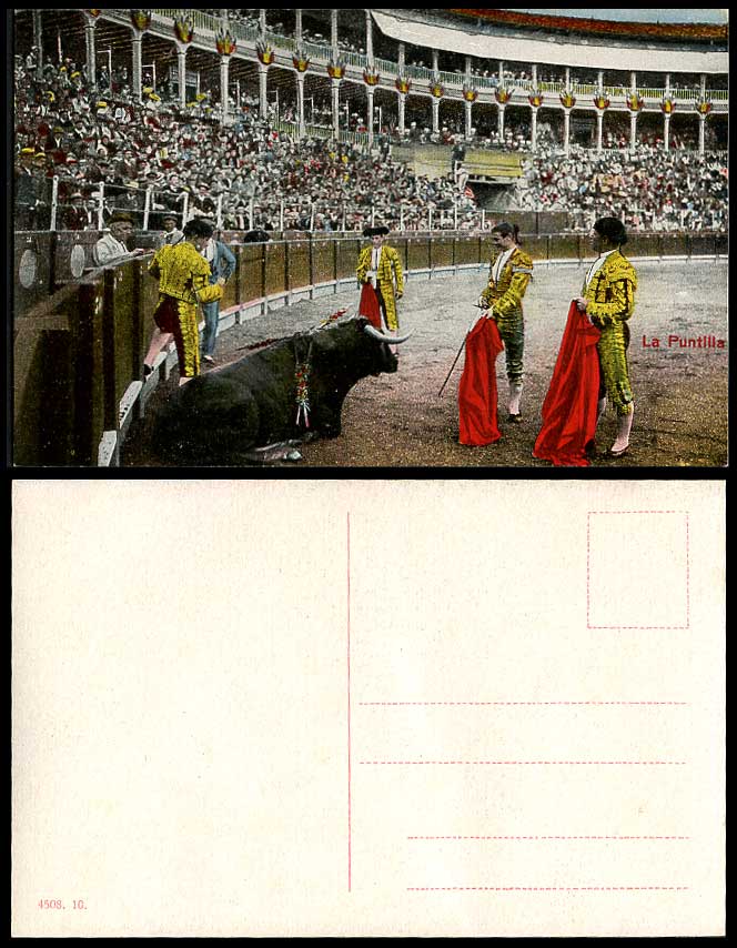 Spain Old Colour Postcard La Puntilla Bull Torero Bullring Bullfight Bullfighter