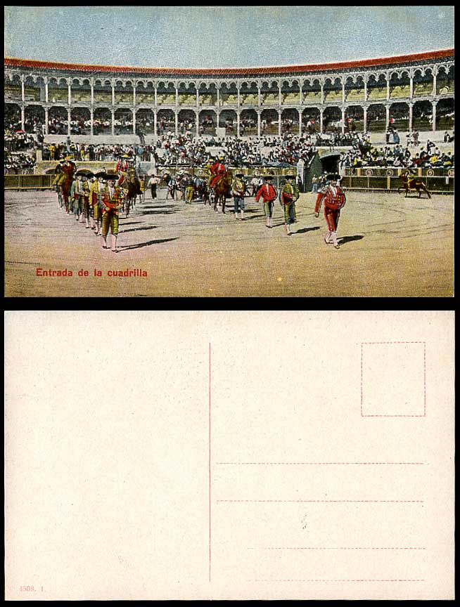Spain Old Postcard Entrada de la Cuadrilla Torero Bullring Bullfight Bullfighter