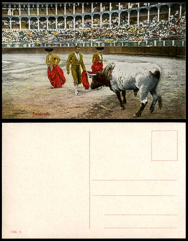 Spain Old Colour Postcard Estocada Bull Torero Bullring Bullfighting Bullfighter