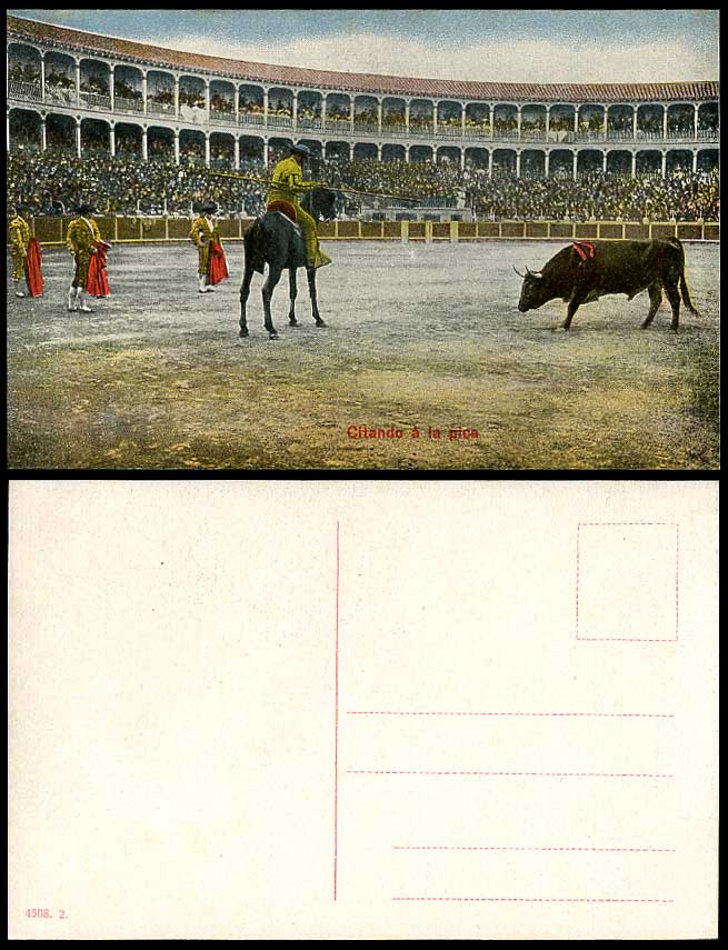 Spain Old Postcard Citando a la Pica, Toreros Bullring Bullfighting Bullfighters