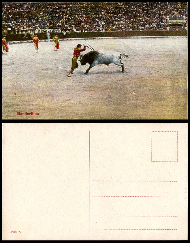 Spain Old Colour Postcard Banderillas Toreros Bullring Bullfighting Bullfighters