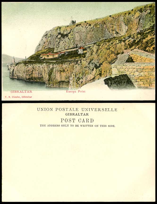 Gibraltar Old Colour UB Postcard Lighthouse EUROPA POINT Coastal Panorama Cliffs