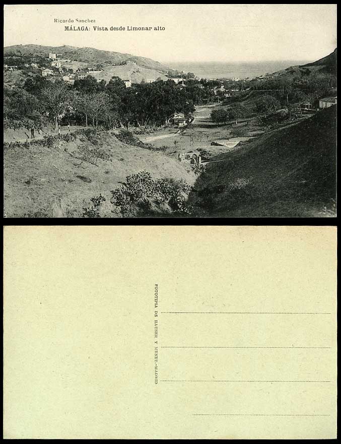 Spain Old Spanish Postcard MALAGA Vista desde Limonar alto, Hills Bridge Viaduct