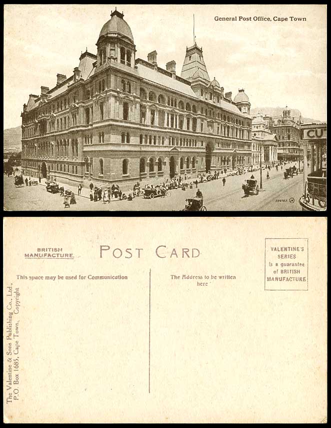 South Africa Old Postcard Cape Town General Post Office & Adderley Street Scene