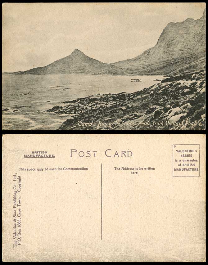 South Africa Camp's Bay and Lions Head from Victoria Road, Panorama Old Postcard