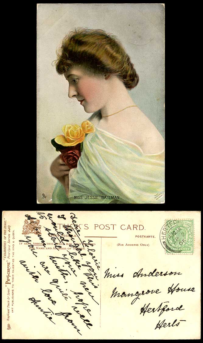 English Actress Miss Jessie Bateman Eliza 1905 Old Tuck's Photochrome Postcard