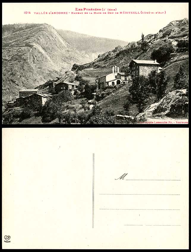 Andorra Old Postcard Hamlet Hameau de la Mare de Deu de Meritxell 1540m Mountain