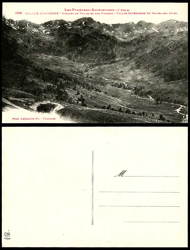 Andorra Old Postcard Cirques de Valira et Pessons, Valira del Orien Upper Valley