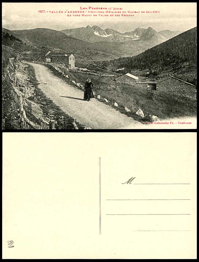 Andorra Old Postcard Premieres Metairies Hameau Saldeu Fond Massif Valira Pesson
