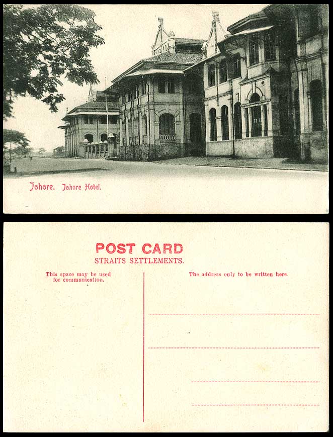 Johore Johore Hotel Street Scene Straits Settlements Malaya Vintage Old Postcard