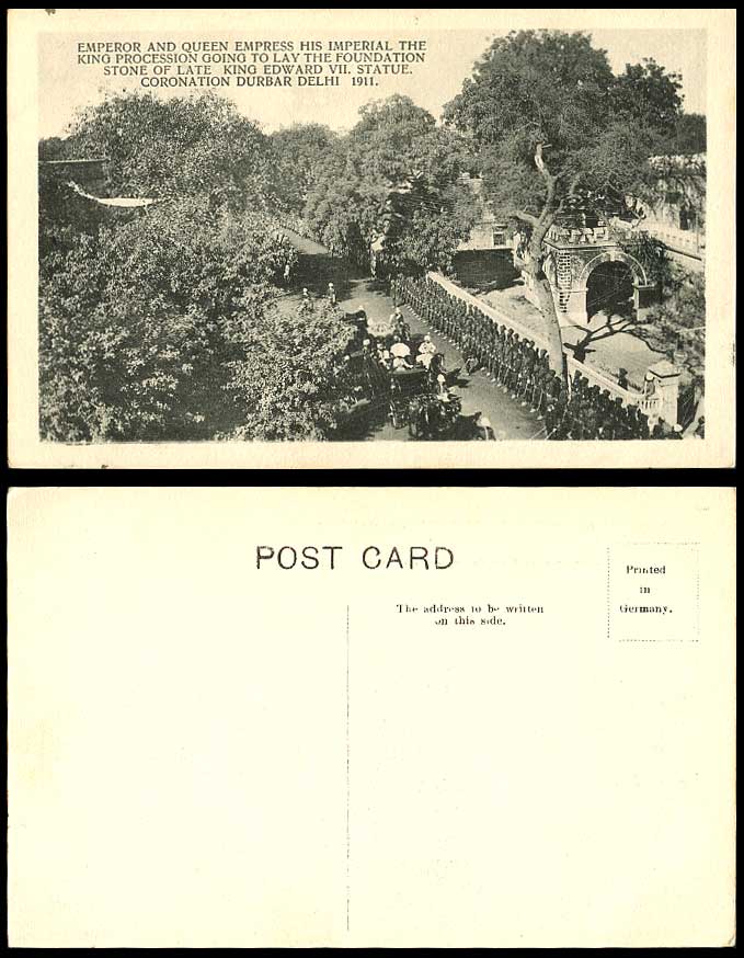 India Coronation Durbar Delhi 1911 Old Postcard Procession, Lay Foundation Stone