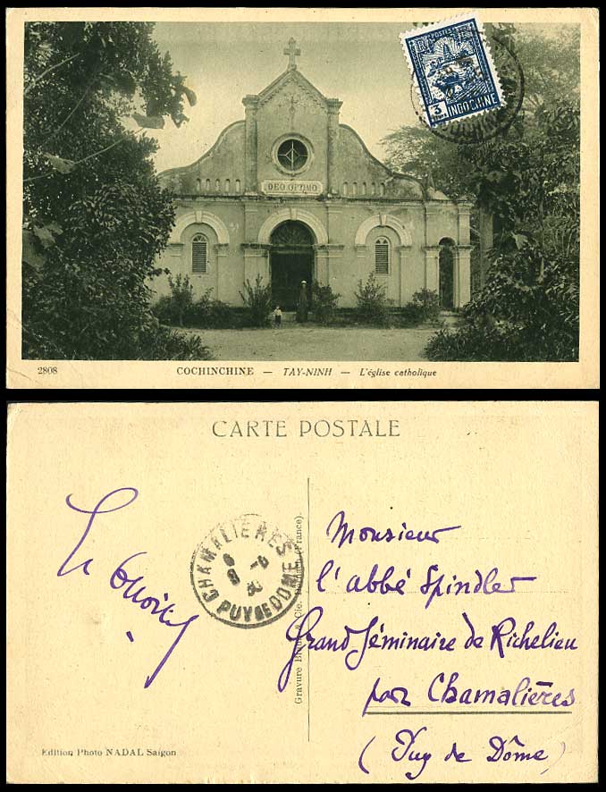 Indochina 1930 Old Postcard Cochinchine Tay-Ninh Eglise Catholique Cathol Church