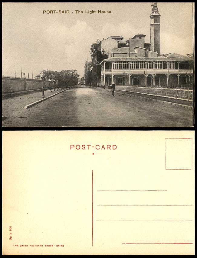 Egypt Old Postcard PORT SAID The Lighthouse Light House and Street Scene Egypte