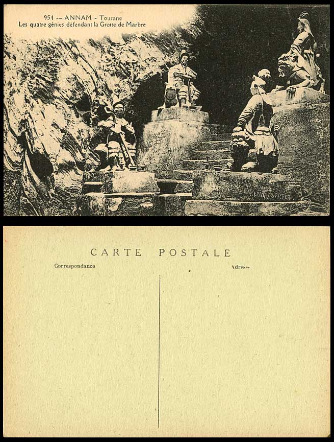 Indo-China Old Postcard Annam Tourane Grotto Four Geniuses defending Marble Cave