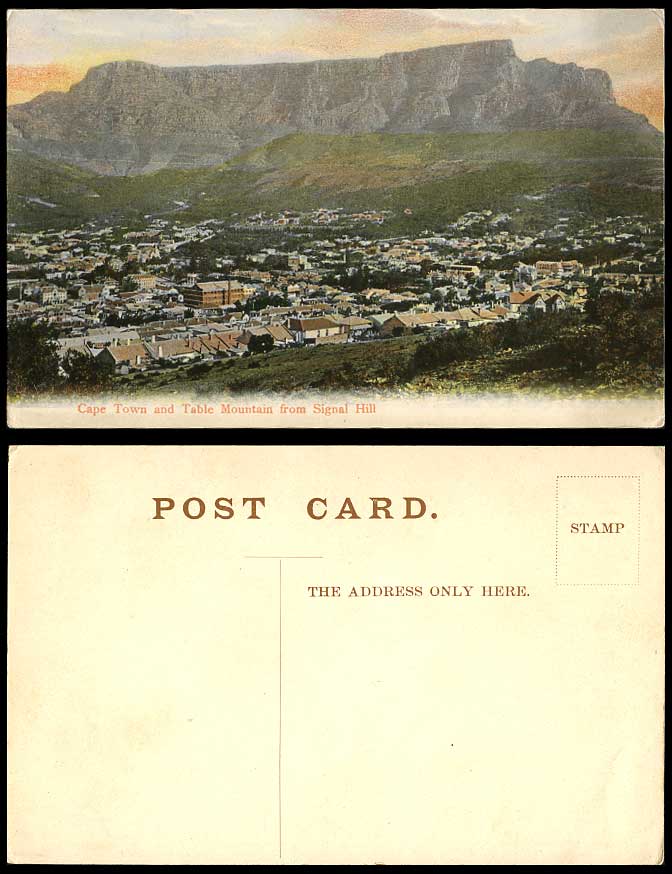 South Africa Old Colour Postcard Table Mountain and Cape Town from Signal Hill
