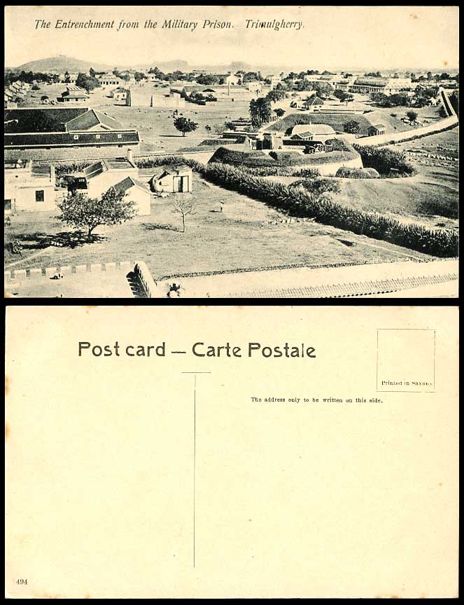 India Old Postcard Entrenchment from MILITARY PRISON Jail TRIMULGHERRY Buildings