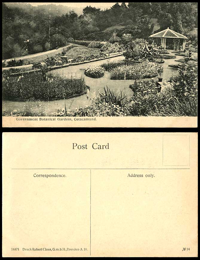 India Cotacamund Government Botanical Gardens Botanic Garden Gazebo Old Postcard