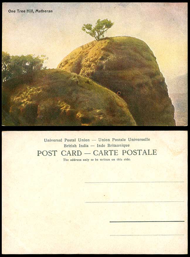 India Old Colour Postcard One Tree Hill, Matheran, Rock Rocks (British Indian)