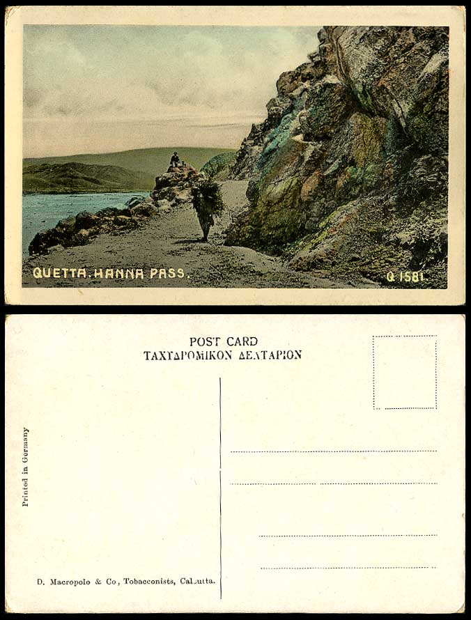 Pakistan Old Colour Postcard Quetta Hanna Pass Coolie Carrying Wood, River Rocks