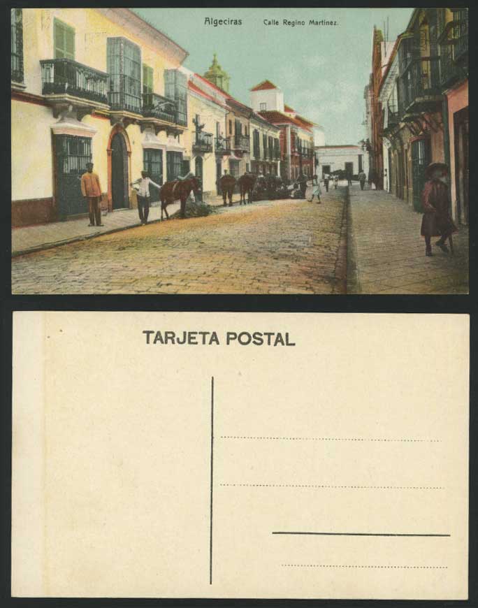 Spain Algeciras - Calle Regino Martinez - Street Scene Old Colour Postcard