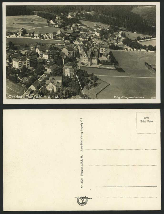 Germany Old Postcard Oberhof in Thueringen, Aerial View