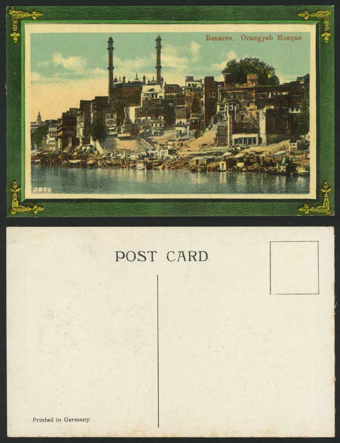 India Old Postcard Orangyeb Mosque Ghat River - Benares