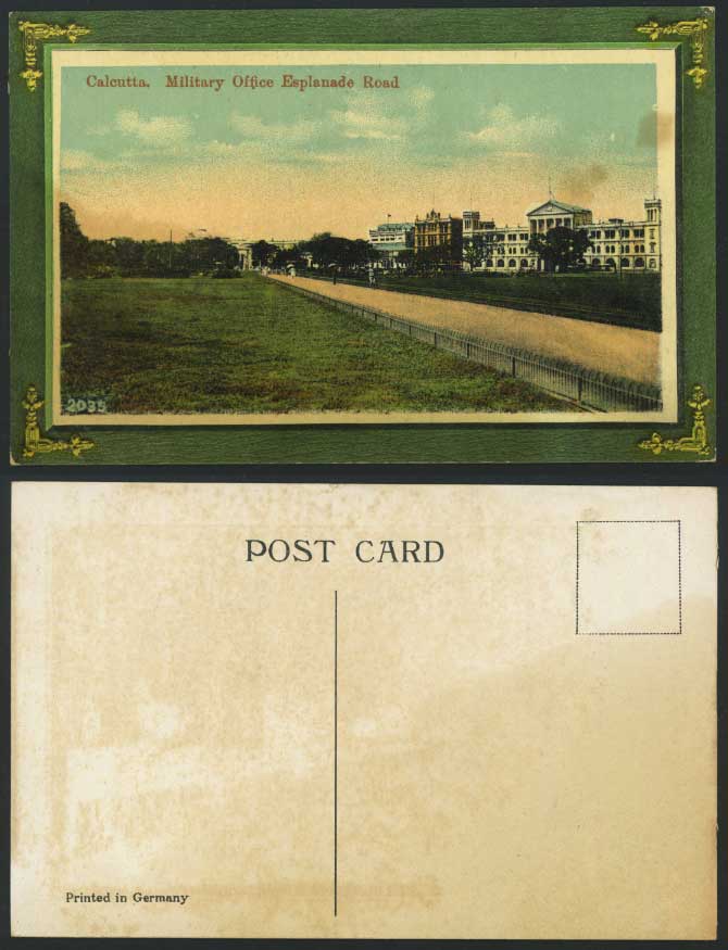India Old Color Postcard Military Office Esplanade Road Calcutta