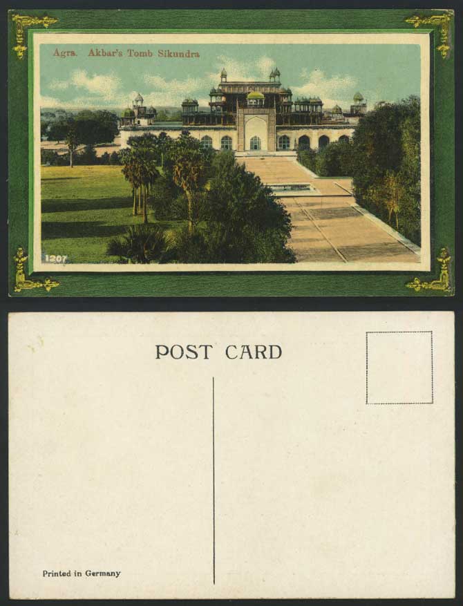 India Old Colour Postcard Akbar's Tomb Sikundra Sikandra, Agra