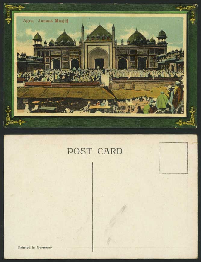 India Old Colour Postcard Jumna Jumma Musjid Prayer Carts Agra