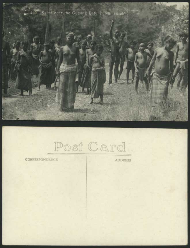 PERAK Malay Old Postcard SAKAI Women, Gunong Batu Puteh Straits Settlements