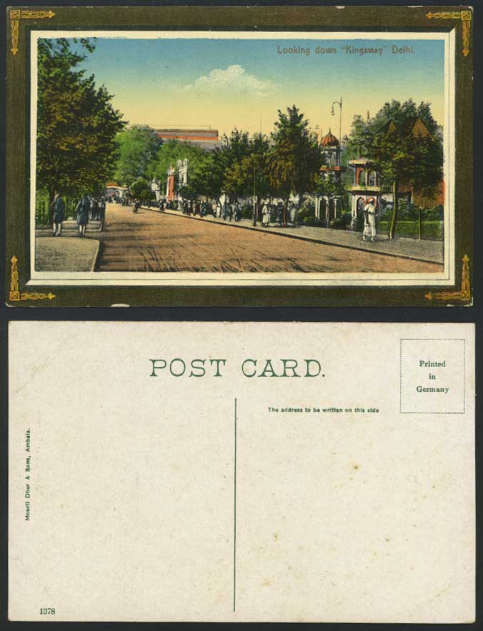 India Old Postcard Street Scene LookDown KINGSWAY DELHI