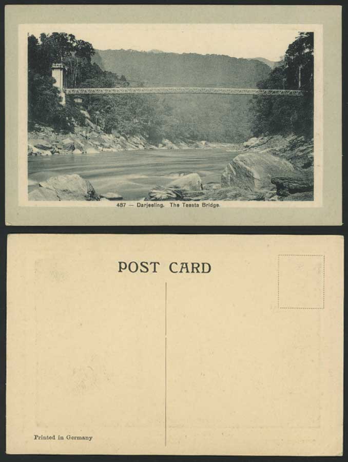 India Old Embossed Postcard Darjeeling TEESTA BRIDGE River Scene Panorama