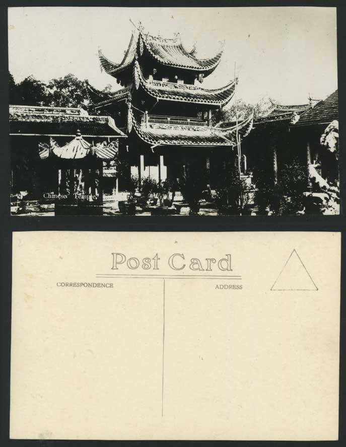 Singapore Malaya Old Real Photo Postcard CHINESE TEMPLE