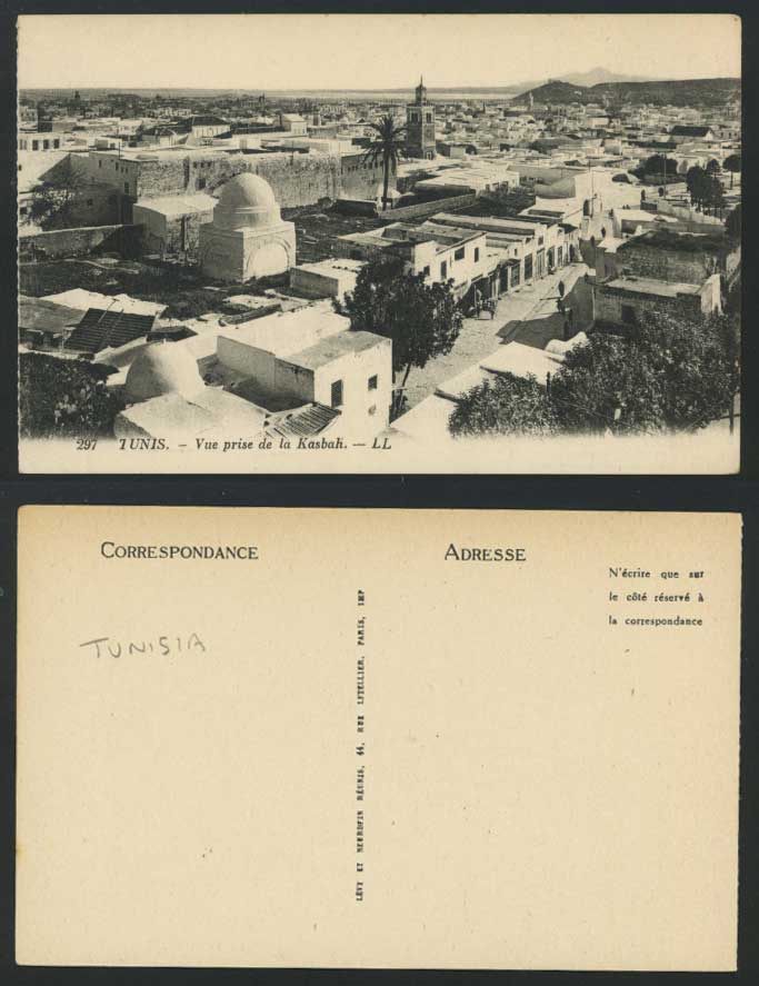 Tunisia Old Postcard TUNIS Vue prise de la Kasbah LL297
