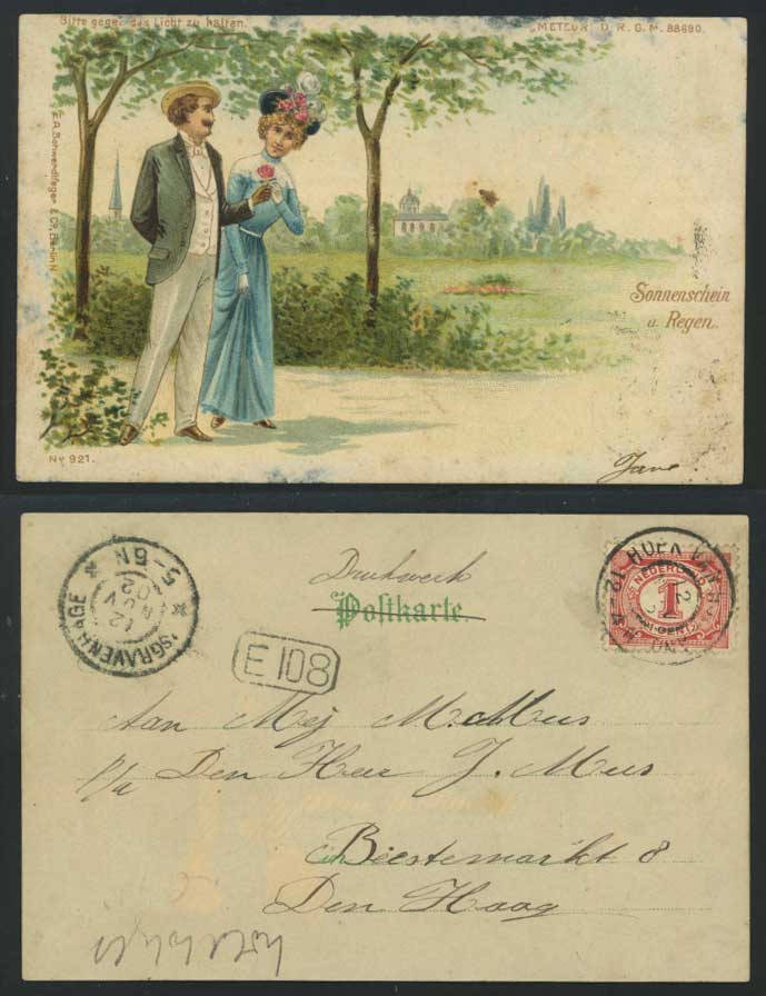 Hold To The Light 1902 Old UB Postcard, Sunshine & Rain