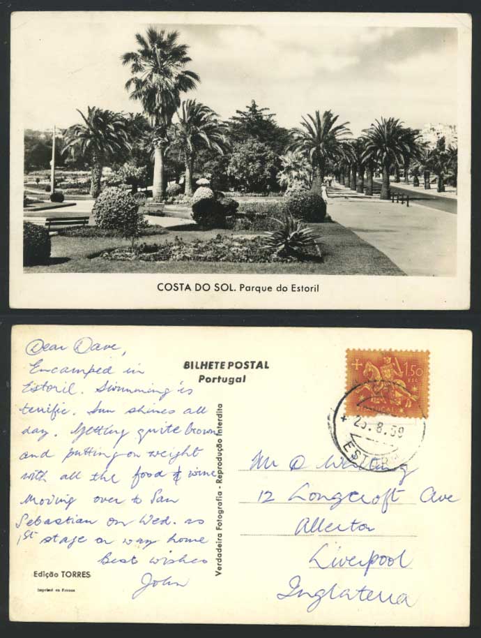 Portugal 1959 Postcard Costa do Sol - Parque do Estoril