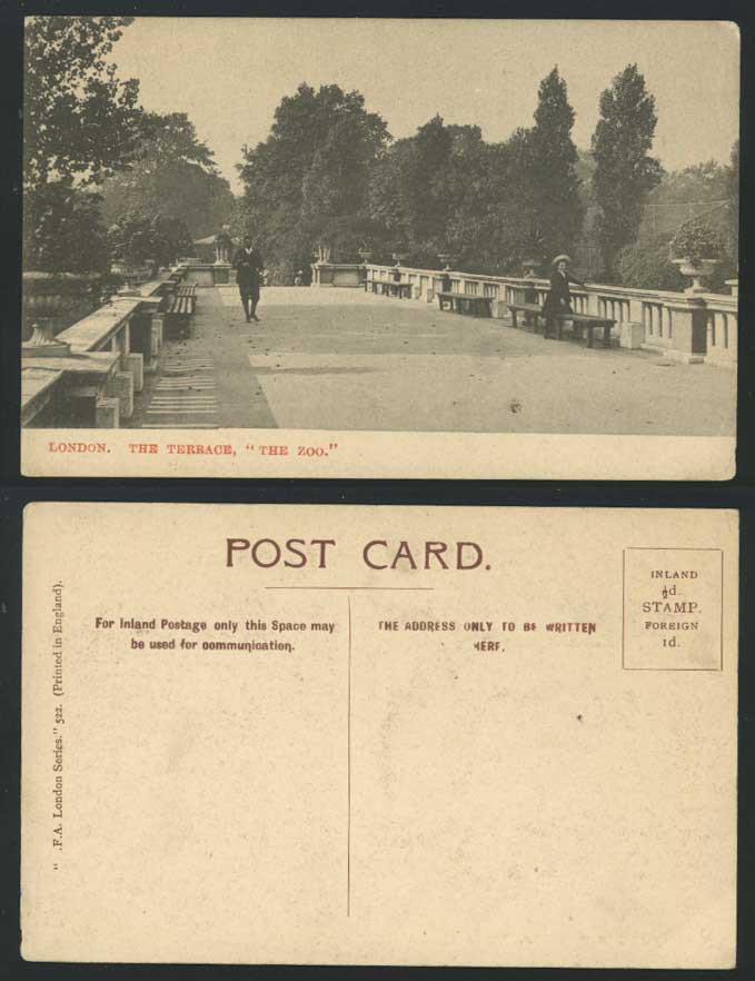 LONDON ZOO, THE TERRACE Zoological Gardens Old Postcard