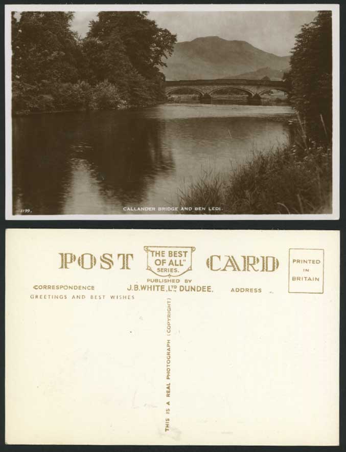 CALLANDER BRIDGE & BEN LEDI, Mountain Old R.P. Postcard