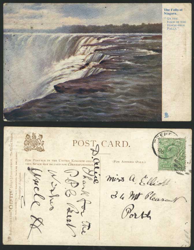 NIAGARA FALLS, Horse-Shoe Edge 1906 Old Tuck's Postcard