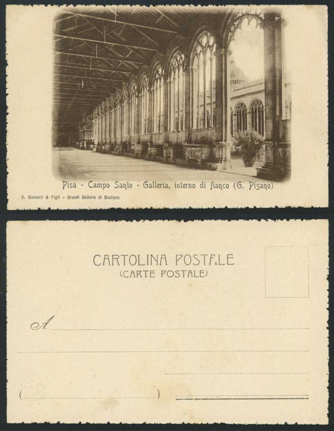 PISA Old Postcard Campo Santo Galleria Fianco G. Pisano